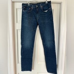 Levi's Men's Dark Blue Straight Jeans with Yellow Stitching